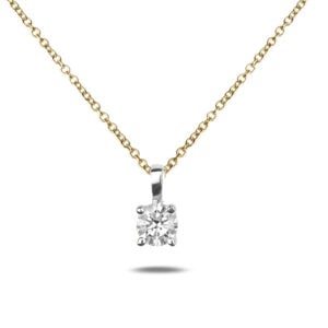 Canadian Diamond Solitaire Pendant in 14K Yellow and White Gold