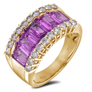 3.70 Carat TW Pink Sapphire and Diamond Wide Anniversary Ring in 14K Yellow Gold - Payment Link