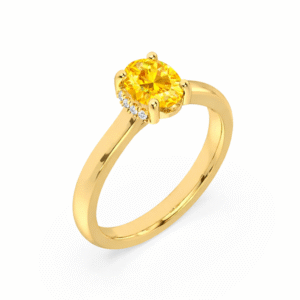 Yellow Sapphire 1.02 Carat Ring with Diamond Hidden Detail in Yellow Gold