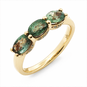 Brazilian Origin Alexandrite and Diamond Ring With Hidden Halo Details in 18K Yellow Gold