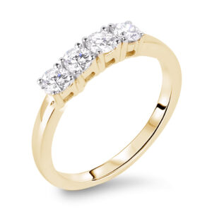 Canadian Diamond Four Stone Anniversary Band Ring In Yellow Gold