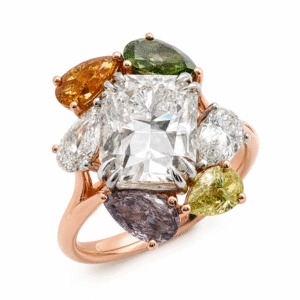 18K Rose Gold Bespoke Ring Accented with 5.05 Carat TW Canadian Polar Bear & Desert Diamonds