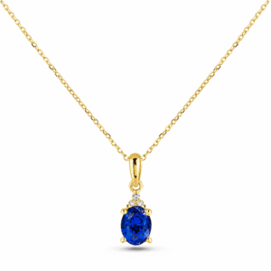 Blue Sapphire 1.22 Carat & Canadian Diamond Pendant in Yellow Gold