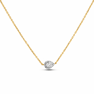 Canadian Diamond 0.22 Carat TW Halo Pendant in White and Yellow Gold