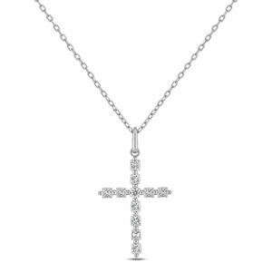 Princess Cut Canadian Diamond 1.13 Carat TW Cross Pendant in 14K White Gold