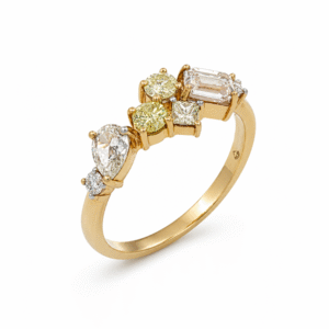 Fancy Light Yellow Canadian Diamond Mosaic Style Ring in Yellow Gold 0.96 Carat TW