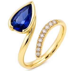 Blue Sapphire 1.14 Carat and Canadian Diamond Ring in Yellow Gold