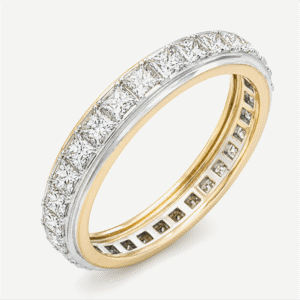 Canadian Diamond 1.50 Carat TW Anniversary Wedding Band in White and Yellow Gold