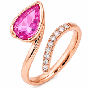 Pink Sapphire 1.04 Carat and Canadian Diamond Ring in Rose Gold
