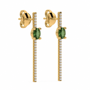 Green Sapphire 1.35 Carat TW and Canadian Diamond Drop Earrings in Yellow Gold