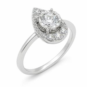 De Beers Forevermark Diamond Pear Shaped Miracle Set Halo Ring in 14K White Gold