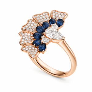 Peacock Statement Ring Set With Blue Sapphire And De Beers Forevermark Diamonds In 18K Rose Gold