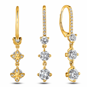 Black Label De Beers Forevermark Diamond and GIA Dangle Earrings in 18K Yellow Gold 3.50 Carat TW