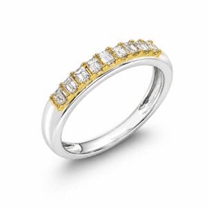 Canadian Diamond Channel Set Anniversary Ring in Yellow and White Gold 0.31 Carat TW