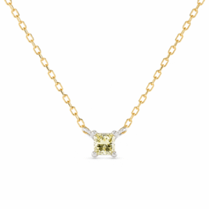 Canadian Diamond Solitaire Necklace In Yellow and White Gold
