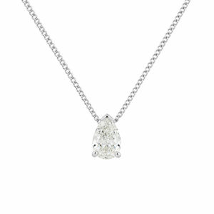 Solitaire Pear Shaped 1.00 Carat De Beers Forevermark Diamond Pendant in 14K White Gold