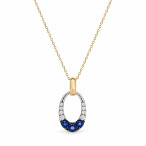 Blue Sapphire and Canadian Diamond Pendant in Yellow and White Gold