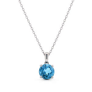 Blue Topaz Pendant in 14K White Gold 5.28 Carat