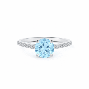 Blue Topaz and Diamond Ring in 14K White Gold