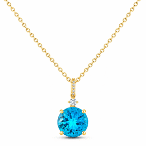 Canadian Diamond and 5.63 Carat Blue Topaz Pendant in Yellow Gold