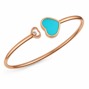 CHOPARD Happy Hearts Bangle, Ethical Rose Gold, Diamond, Turquoise 857482-5403