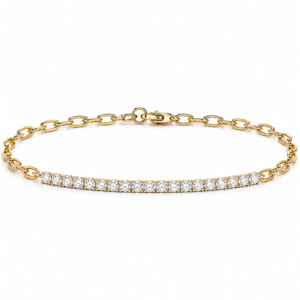 Canadian Diamond 2.63 Carat TW Paperclip Chain Bracelet in White and Yellow Gold