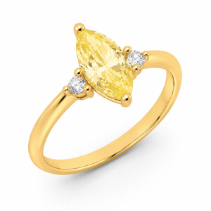 Yellow Sapphire and Canadian Diamond Three Stone Ring in Yellow Gold
