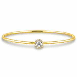Canadian Diamond Halo Bangle in Yellow Gold 0.30 Carat TW