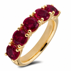 Ruby 3.25 Carat TW 5-Stone Ring In Yellow Gold