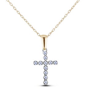 Canadian Diamond Cross Pendant 0.30 Carat TW In Yellow and White Gold