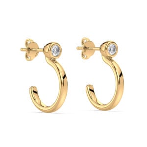 Solitaire Canadian Diamond Bezel Set Earrings in Yellow Gold