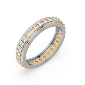 Diamond Anniversary Wedding Band in 14K White and Yellow Gold 1.03 Carat TW