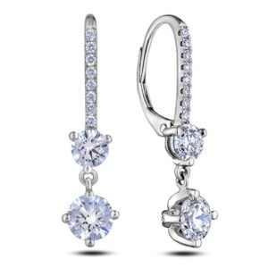 GIA and De Beers Forevermark Diamond Dangle Earrings in Platinum 1.82 Carat TW