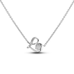 Canadian Diamond Heart Shaped Necklace In White Gold