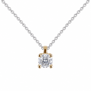 Canadian Diamond Solitaire Pendant in 0.37 Carat TW Yellow Gold With Silver Chain