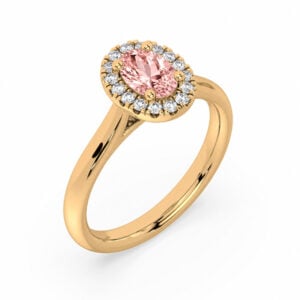 Morganite & Canadian Diamond Halo Ring in Yellow Gold