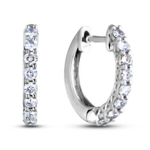 Canadian Diamond Hoop Earrings in White Gold 0.58 Carat TW