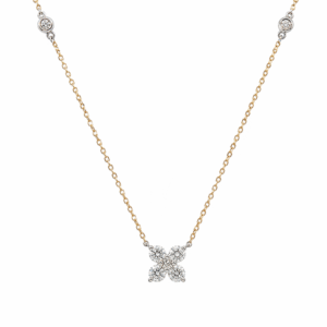 Canadian Diamond Flower Necklace in Yellow and White Gold