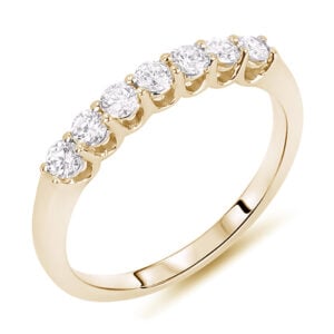 Seven Stone Canadian Diamond Anniversary Ring in Yellow Gold 0.36 Carat TW