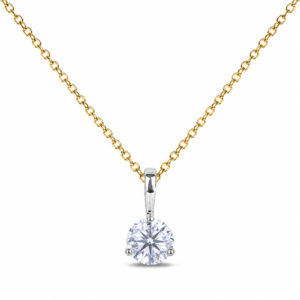 Canadian Diamond 0.15 Carat Solitaire Pendant in 14K White and Yellow Gold