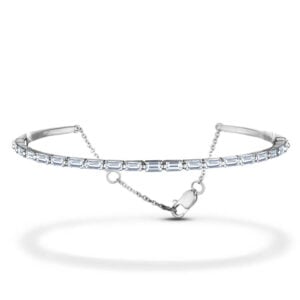 Baguette Shaped Canadian Diamond Bangle Bracelet in White Gold