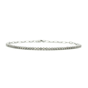 0.50 Carat TW Canadian Diamond Half Tennis Sterling Silver Paperclip Chain Bracelet