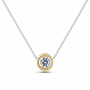 Canadian Diamond Bezel Set Necklace in Yellow Gold and Silver