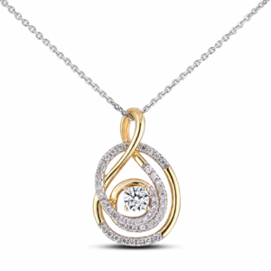Canadian Diamond Swirl Pendant in Yellow Gold With Silver Chain