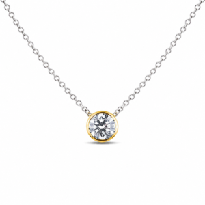Solitaire Canadian Diamond Necklace in Yellow Gold and Silver Chain