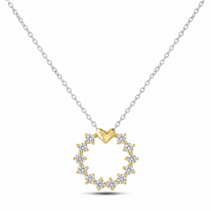Canadian Diamond Circle Necklace In Yellow Gold and Silver Chain