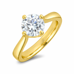Canadian Diamond Solitaire Engagement Ring in 18K Yellow Gold 1.34 Carat
