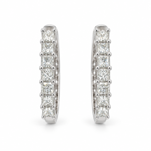 Canadian Diamond Hoop Earrings With Hidden Details In White Gold 2.00 Carat TW