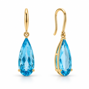 Blue Topaz Dangle Earrings Yellow Gold 8.05 Carat TW