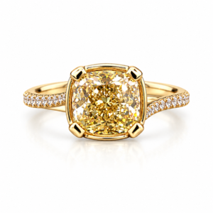 GIA Fancy Diamond 3.59 Carat Twist Band Engagement Ring in 18K Yellow Gold